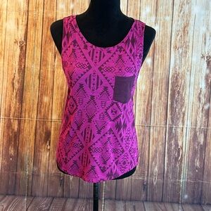Victoria’s Secret PINK Women’s Sleeveless Tribal Print Tank Top with Pocket XS